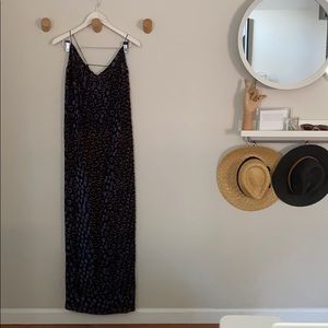 Velvet leopard print long slip dress
